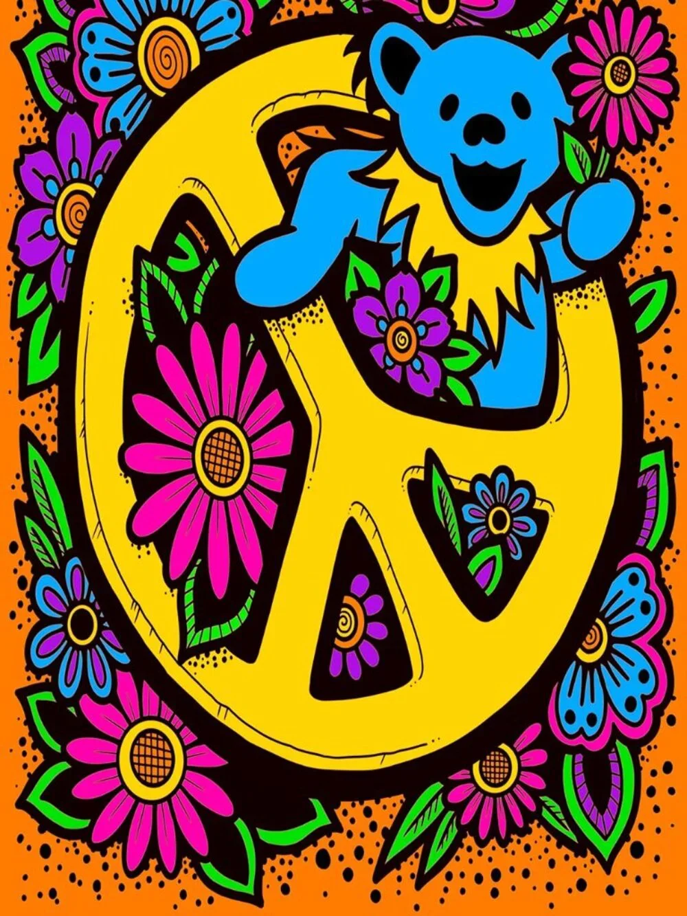 Grateful Dead 3D Peace Bear Tapestry ~ 30